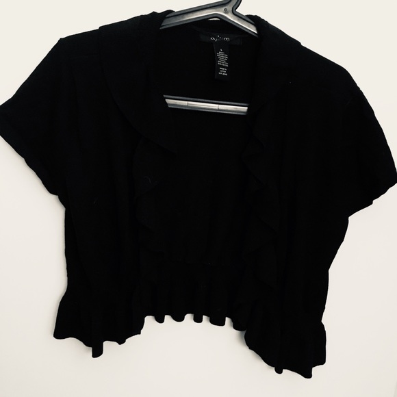 Black Ruffled Cardigan - Picture 3 of 7